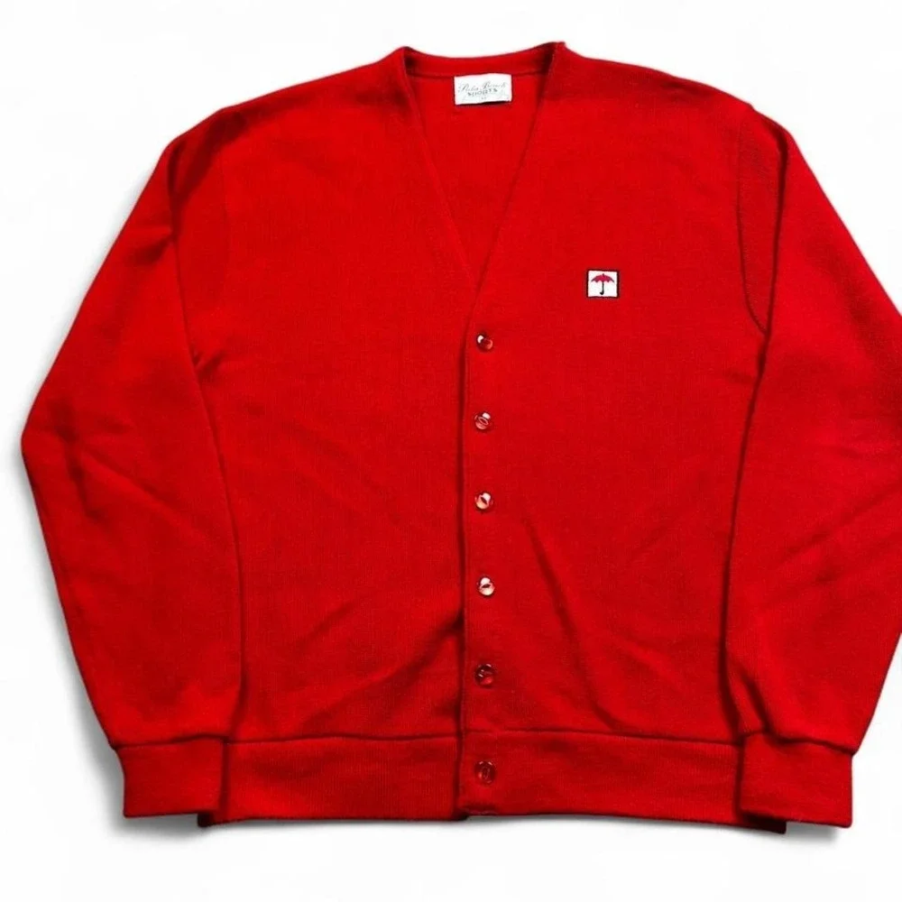 Vintage palm beach sports preppy academia cardigan tennis golf sweater‎ size XL